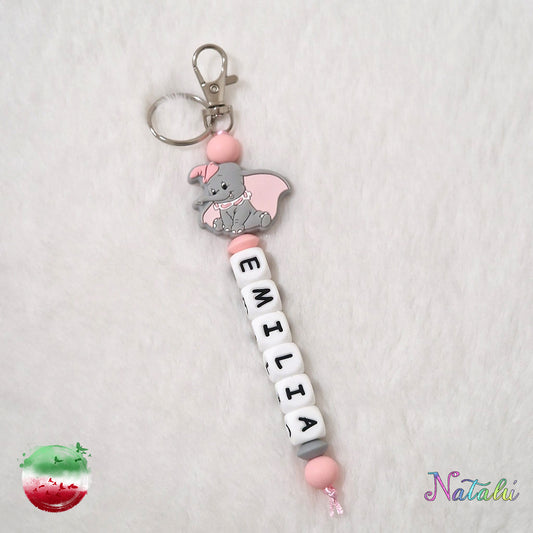 Personalized Pink Dumbo Keyring