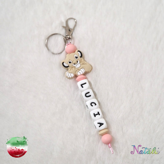 Personalized Pink Simba Keyring