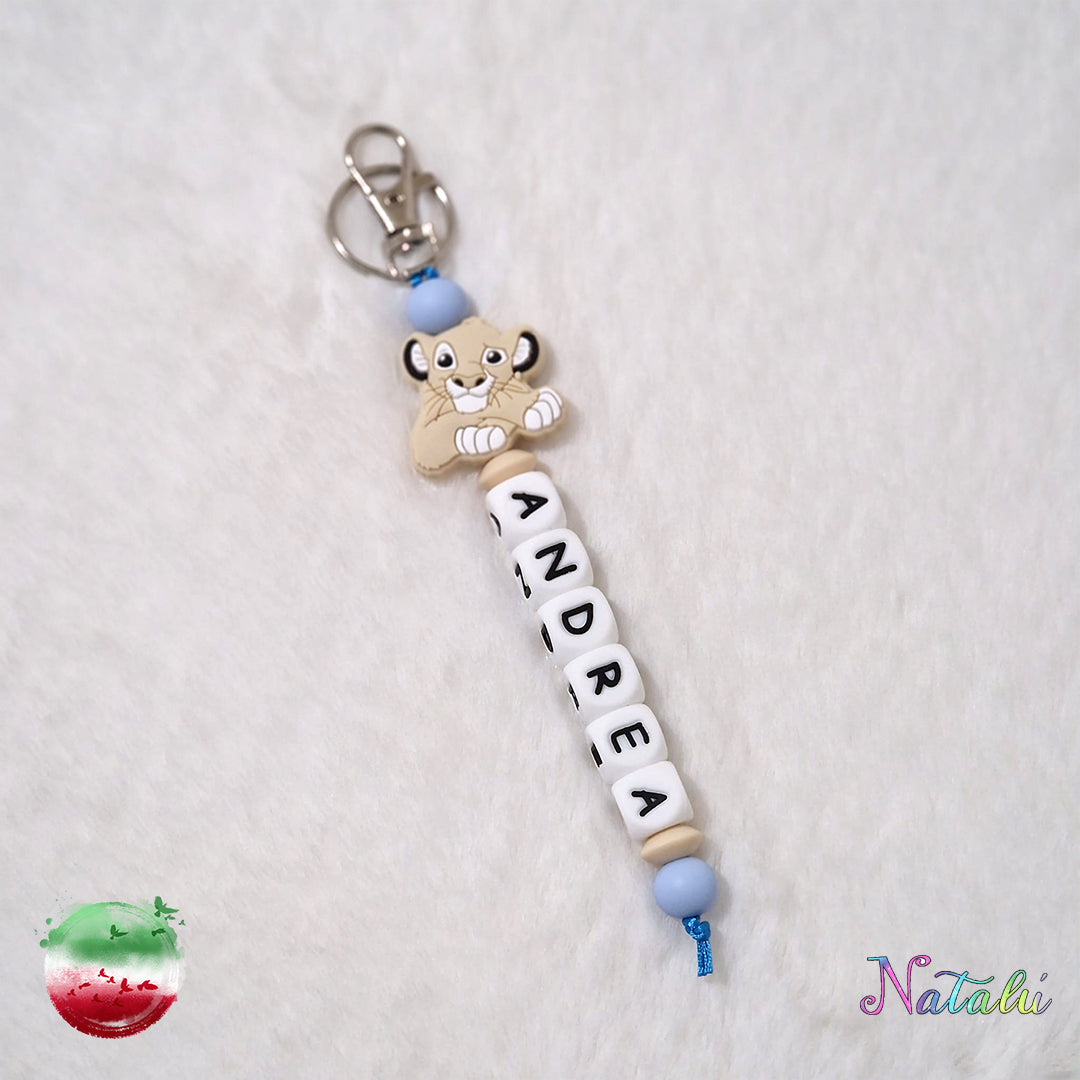 Personalized Simba Light Blue Keyring