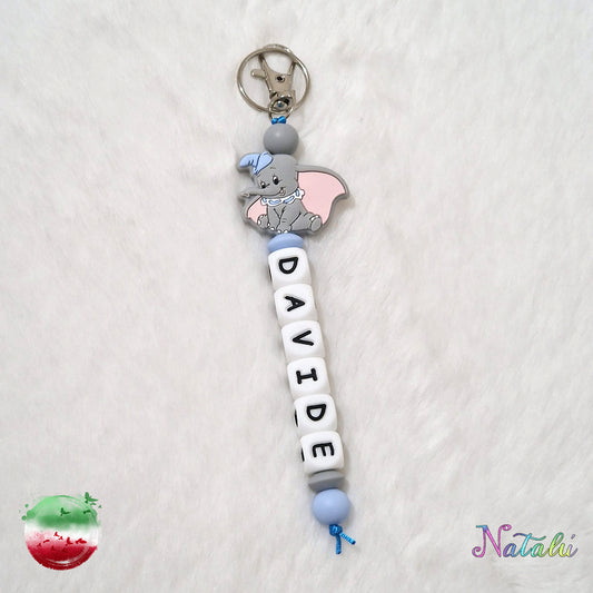 Personalized Dumbo Light Blue Keyring