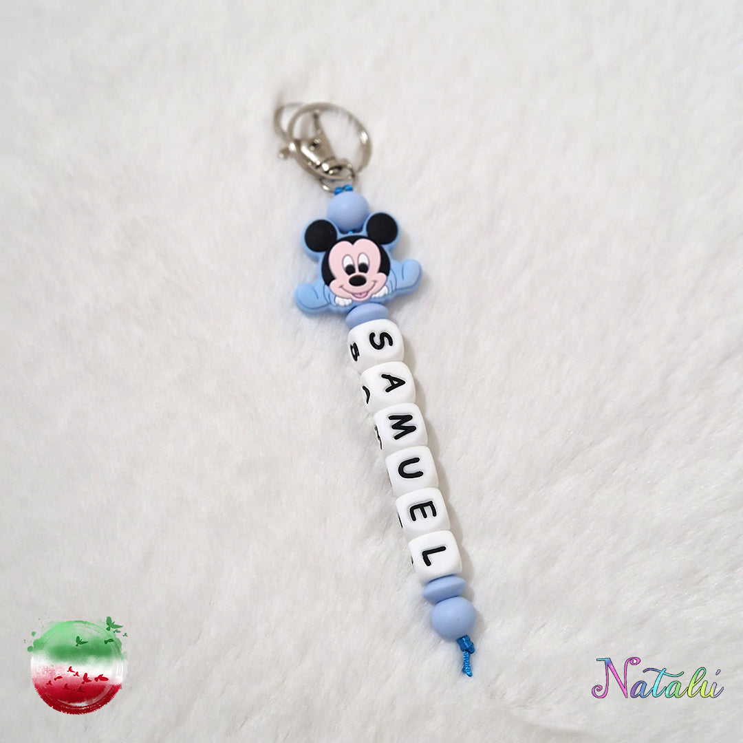 Personalized Mickey Mouse Baby Blue Keyring