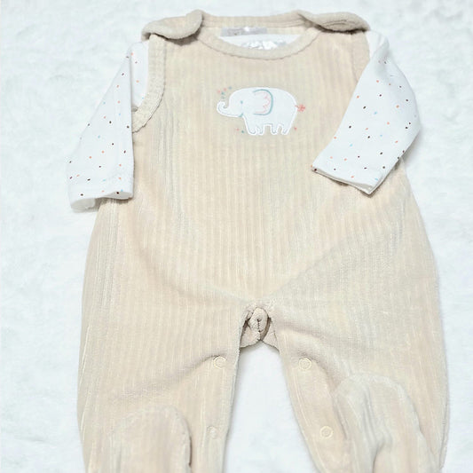 Completo Neonato Salopette Beige Elefantino