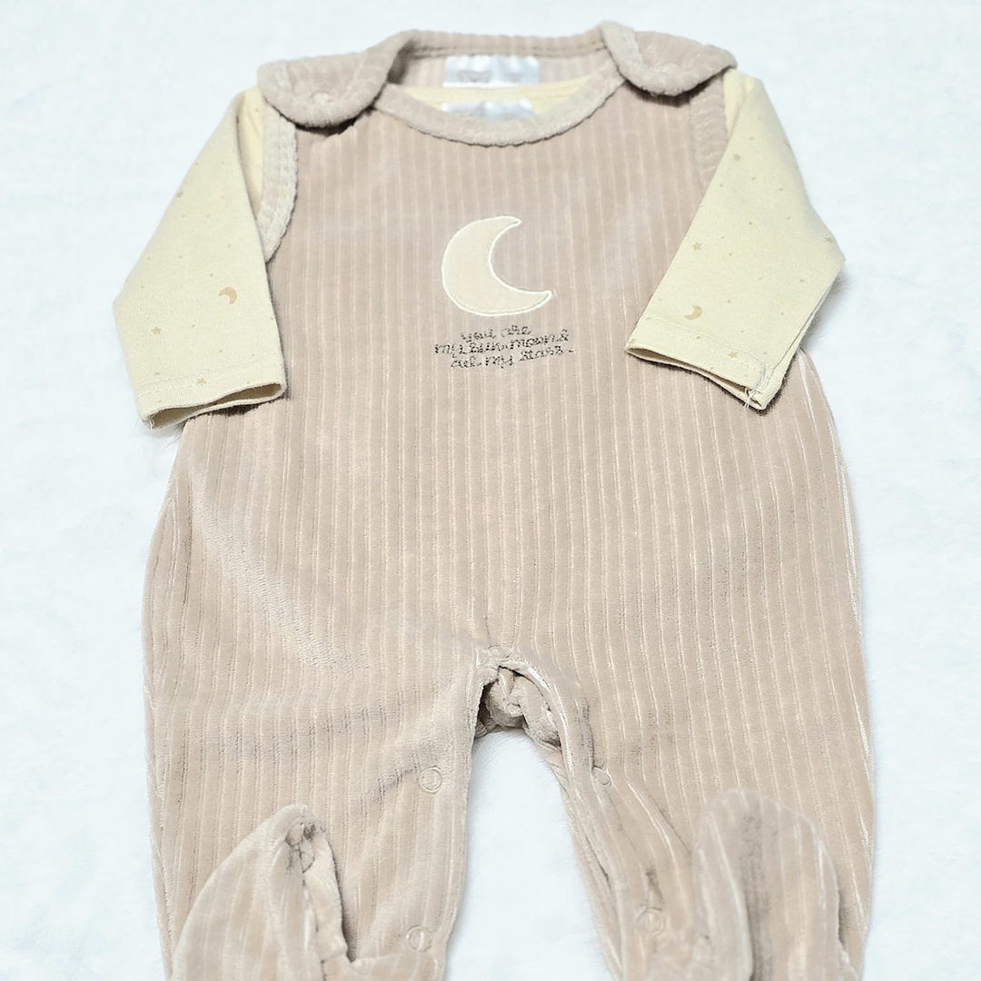 Completo Neonato Salopette Beige con Luna