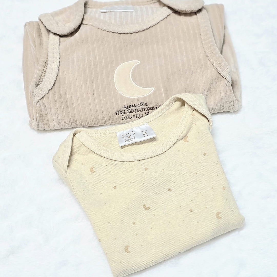 Completo Neonato Salopette Beige con Luna